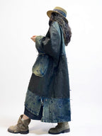 Patchwork Denim Dress with Embroidered Heart Details