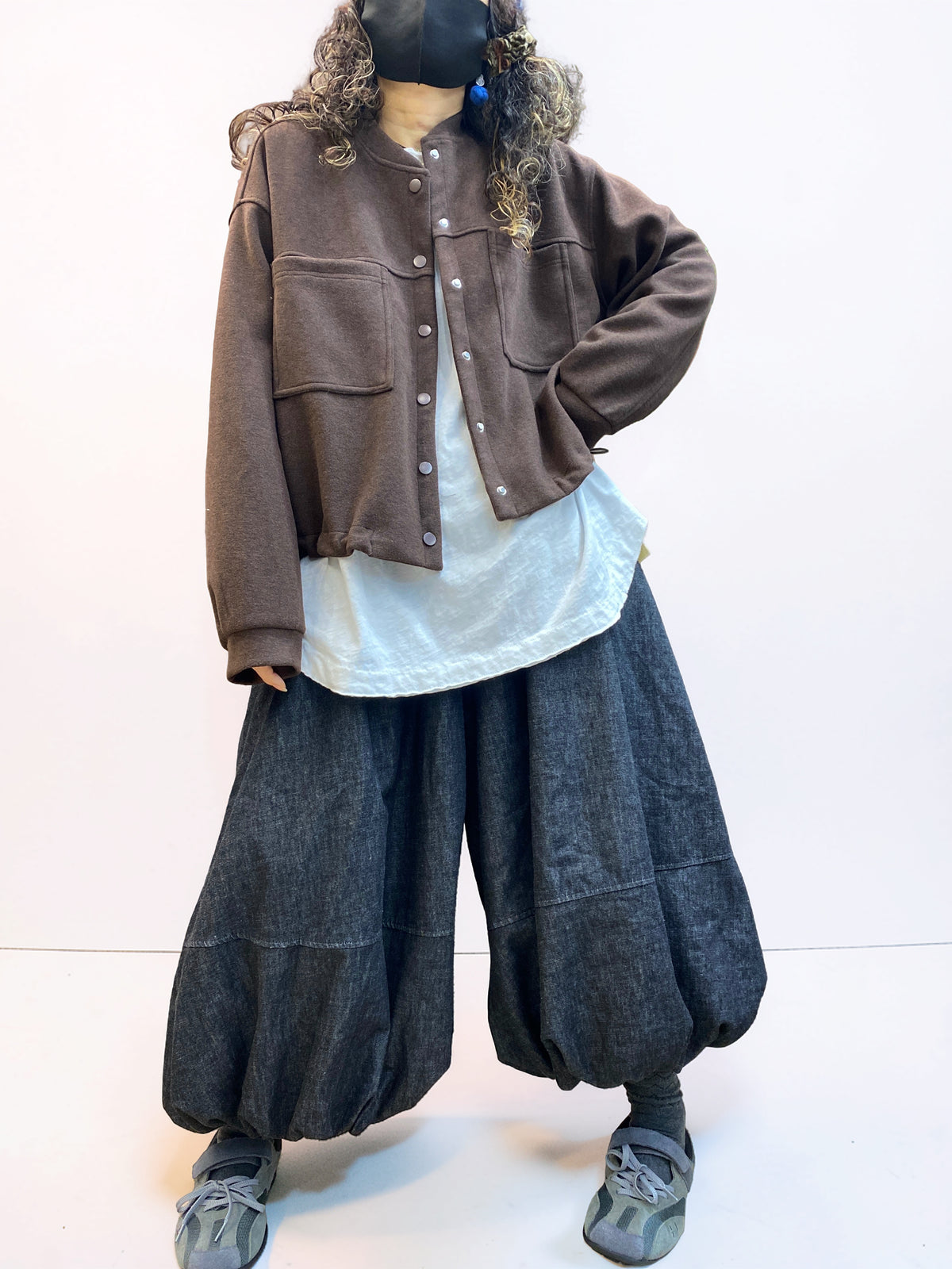 Oversized Cropped Jacket – Drop Shoulder Button Front Jacket, Boxy Fit, Double Patch Pockets