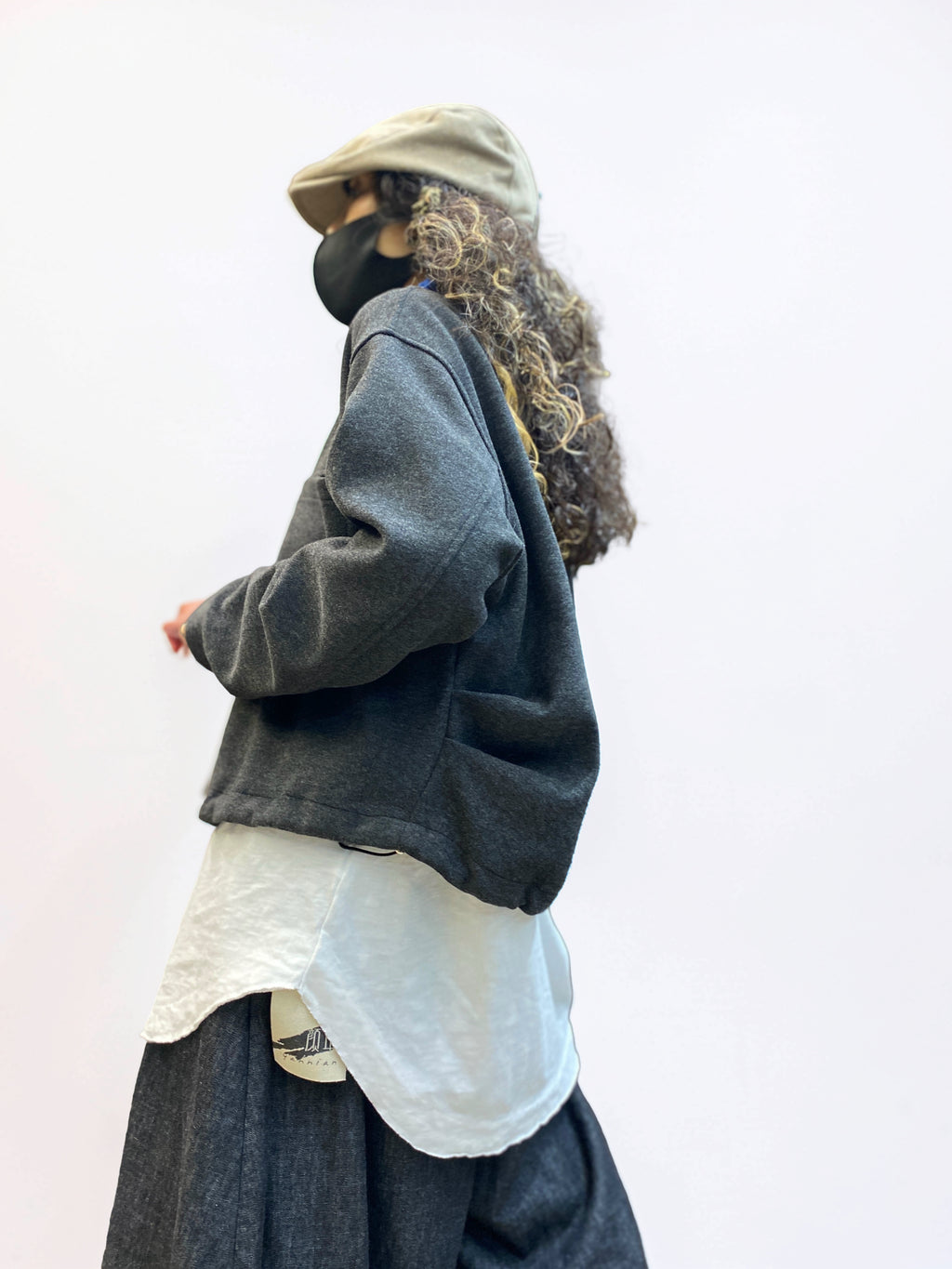 Oversized Cropped Jacket – Drop Shoulder Button Front Jacket, Boxy Fit, Double Patch Pockets