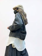 Oversized Cropped Jacket – Drop Shoulder Button Front Jacket, Boxy Fit, Double Patch Pockets