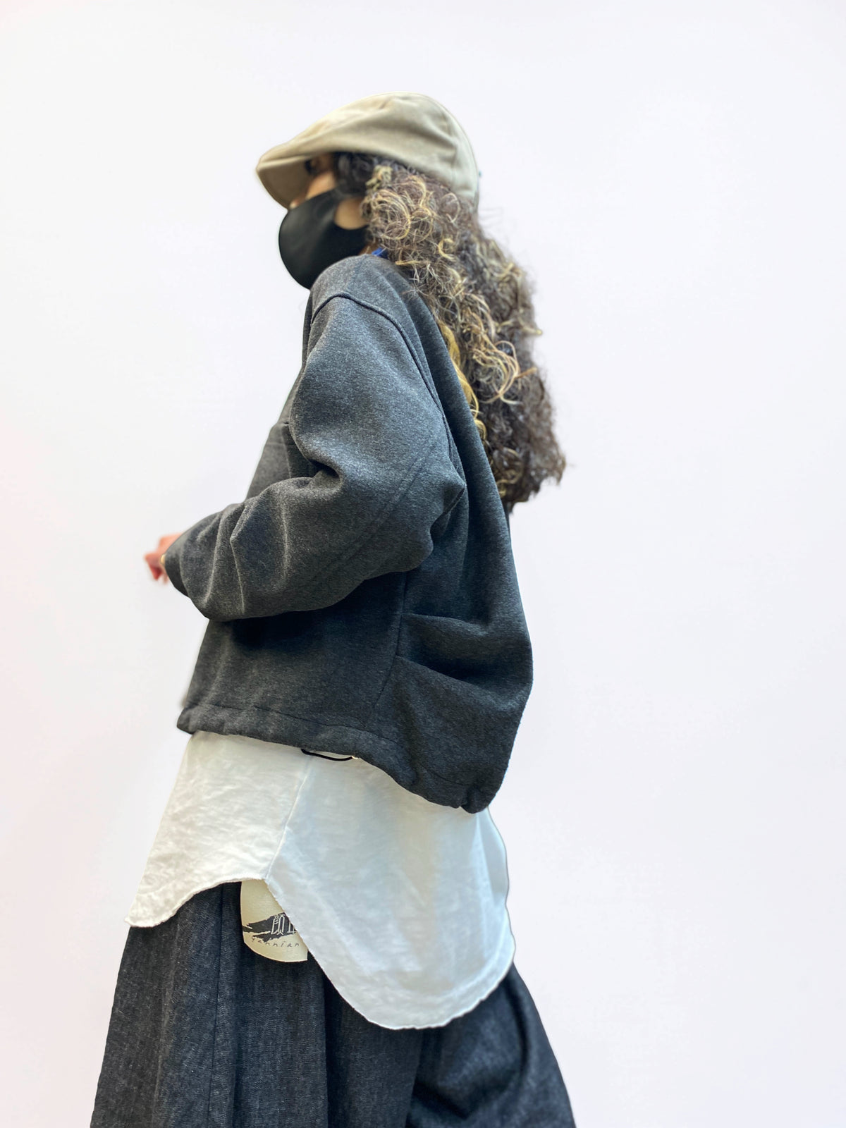Oversized Cropped Jacket – Drop Shoulder Button Front Jacket, Boxy Fit, Double Patch Pockets
