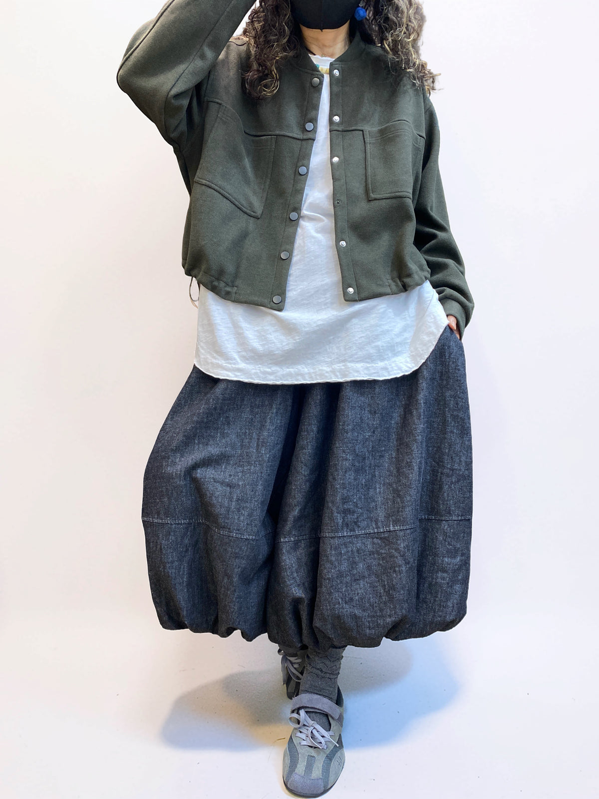 Oversized Cropped Jacket – Drop Shoulder Button Front Jacket, Boxy Fit, Double Patch Pockets