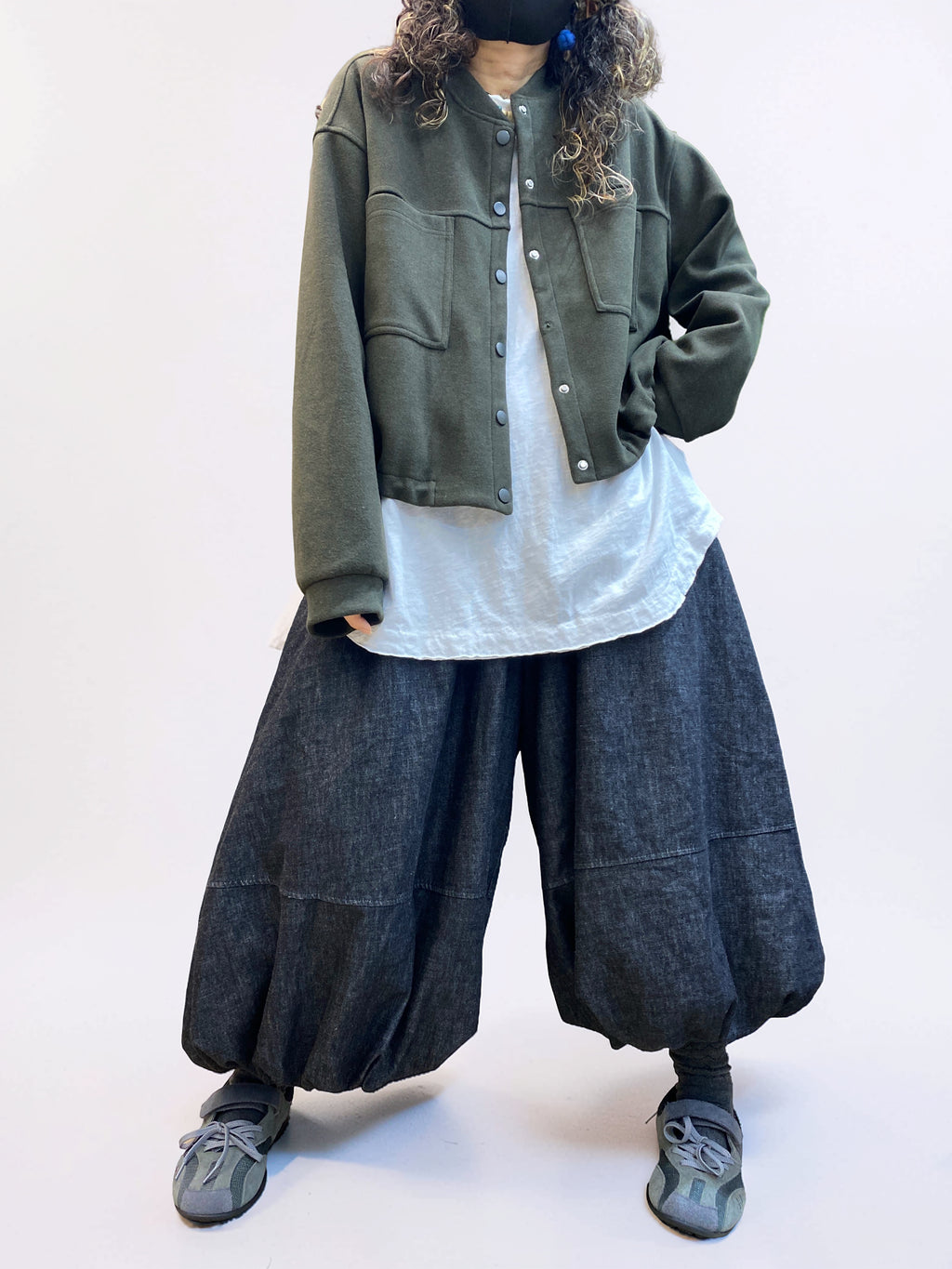 Oversized Cropped Jacket – Drop Shoulder Button Front Jacket, Boxy Fit, Double Patch Pockets