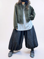 Oversized Cropped Jacket – Drop Shoulder Button Front Jacket, Boxy Fit, Double Patch Pockets