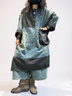 Blue and black oversized denim dress