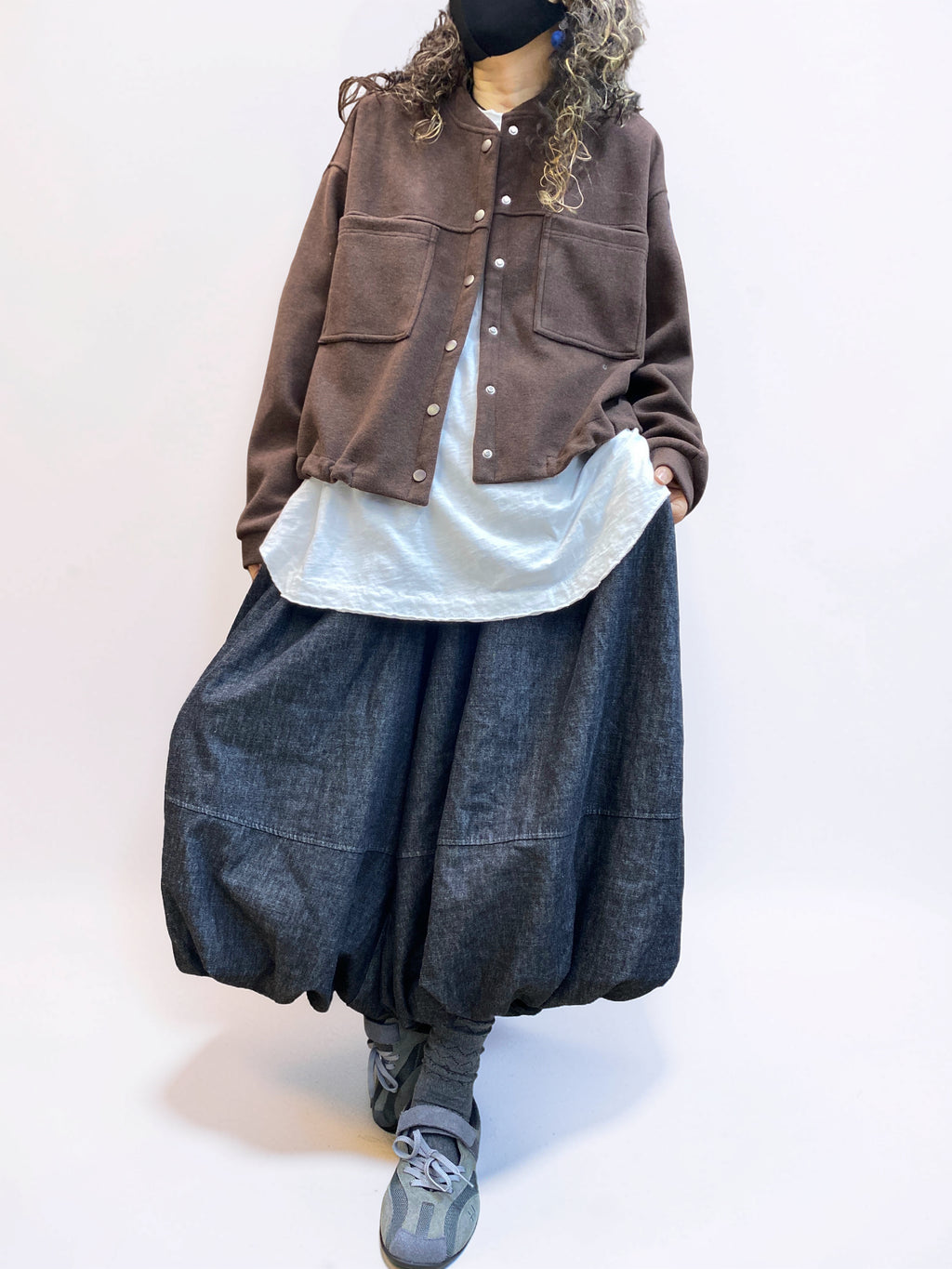 Oversized Cropped Jacket – Drop Shoulder Button Front Jacket, Boxy Fit, Double Patch Pockets
