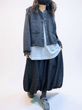 Oversized Cropped Jacket – Drop Shoulder Button Front Jacket, Boxy Fit, Double Patch Pockets