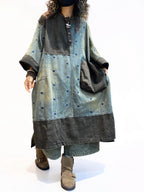 Oversized artistic denim dress with relaxed silhouette