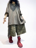 Washed Brown Asymmetrical Oversized Longline Tee