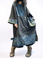 Vintage inspired patchwork denim dress