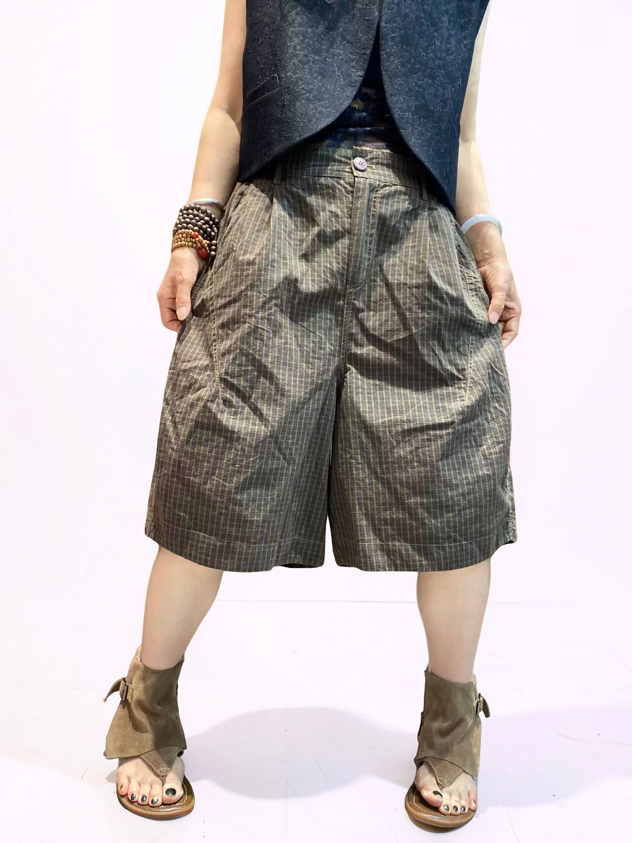 Unisex Balloon Shorts | Oversized Plaid Oversized Plaid Bermuda Shorts