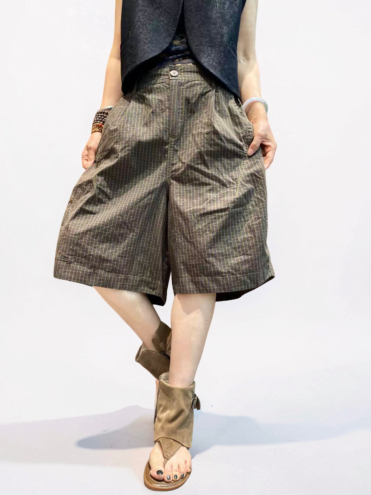 Unisex Balloon Shorts | Oversized Plaid Oversized Plaid Bermuda Shorts