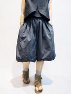 Unisex Balloon Shorts | Oversized Plaid Cotton Bubble Shorts | Elastic Waist Japanese Mori Style Summer Shorts with Pockets