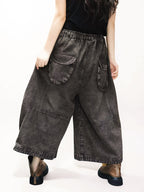 Vintage Washed Denim Hakama Pants