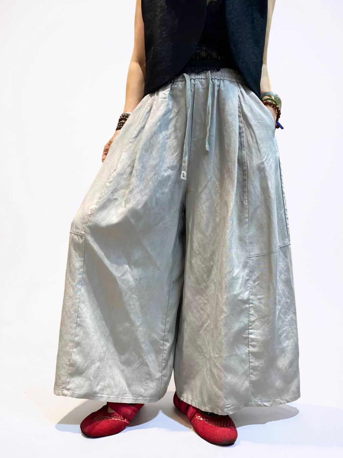 Voluminous Wide Leg Linen Blend Pants | Relaxed Sculptural Pants