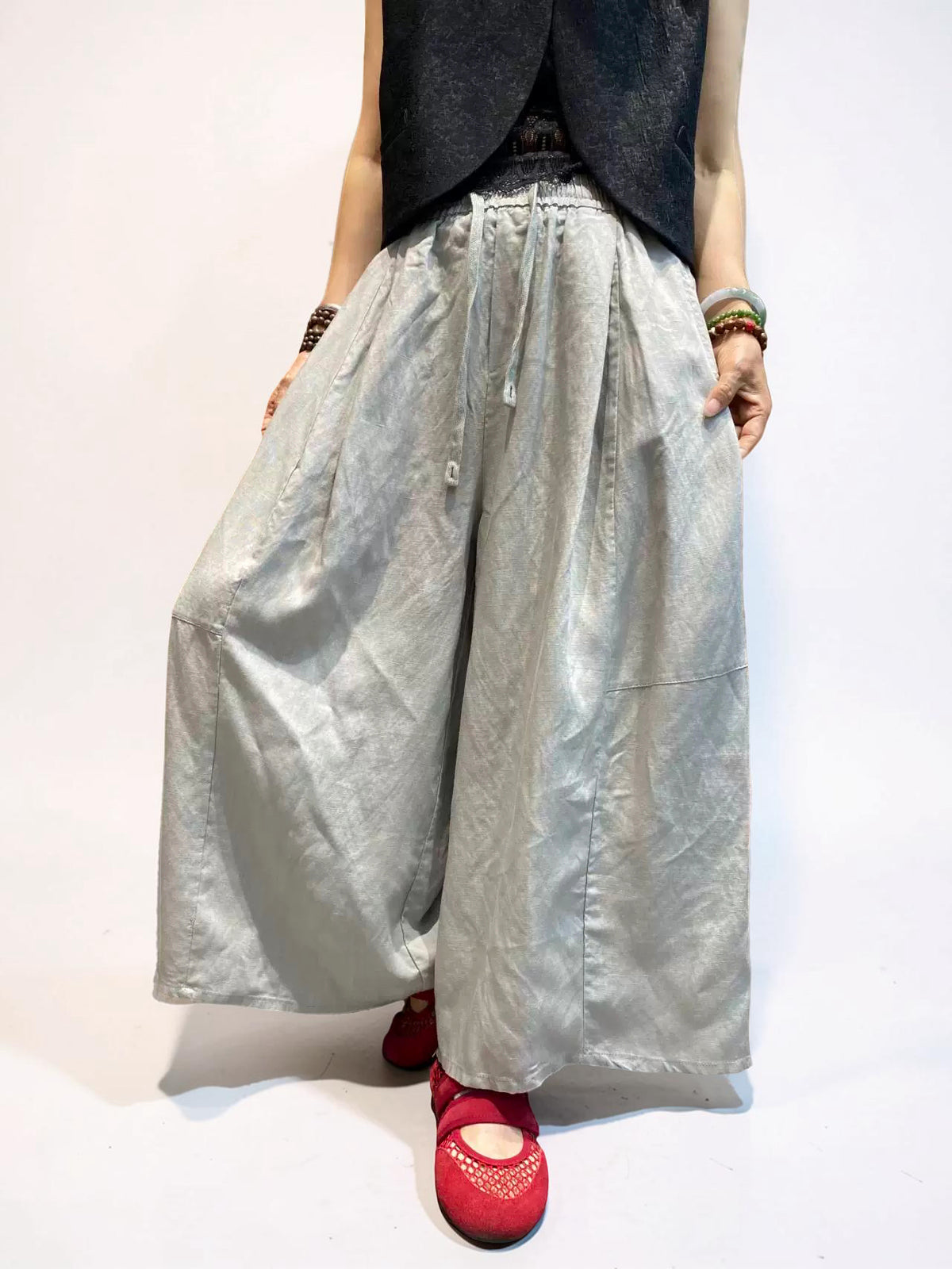 Voluminous Wide Leg Linen Blend Pants | Relaxed Sculptural Pants