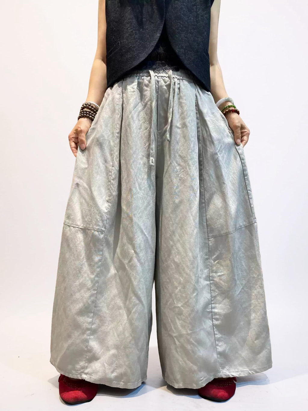 Voluminous Wide Leg Linen Blend Pants | Relaxed Sculptural Pants