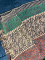 Vintage-Inspired Oversized Jacquard Sweater – Teal Geometric Knit Pullover