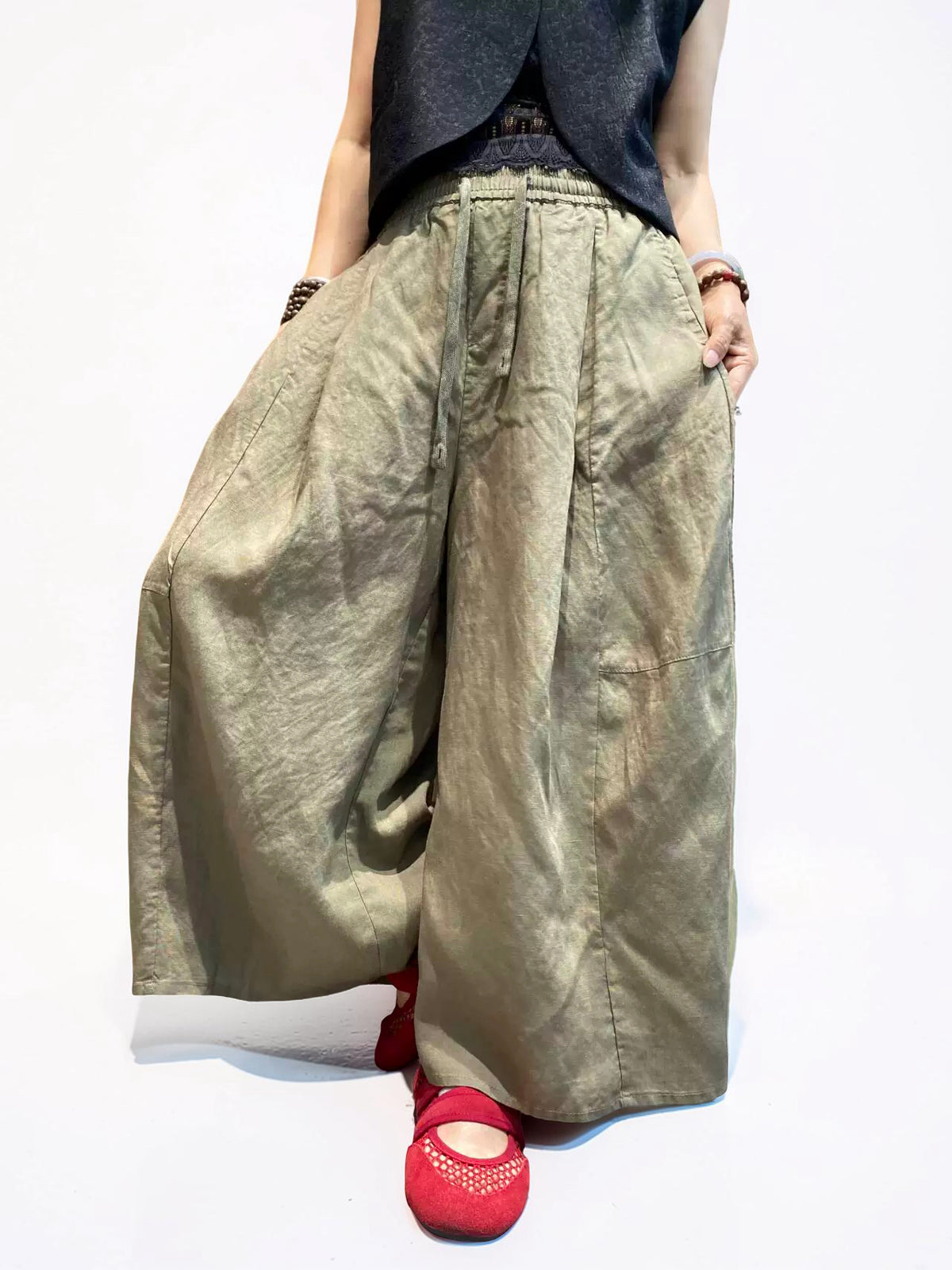 Voluminous Wide Leg Linen Blend Pants | Relaxed Sculptural Pants