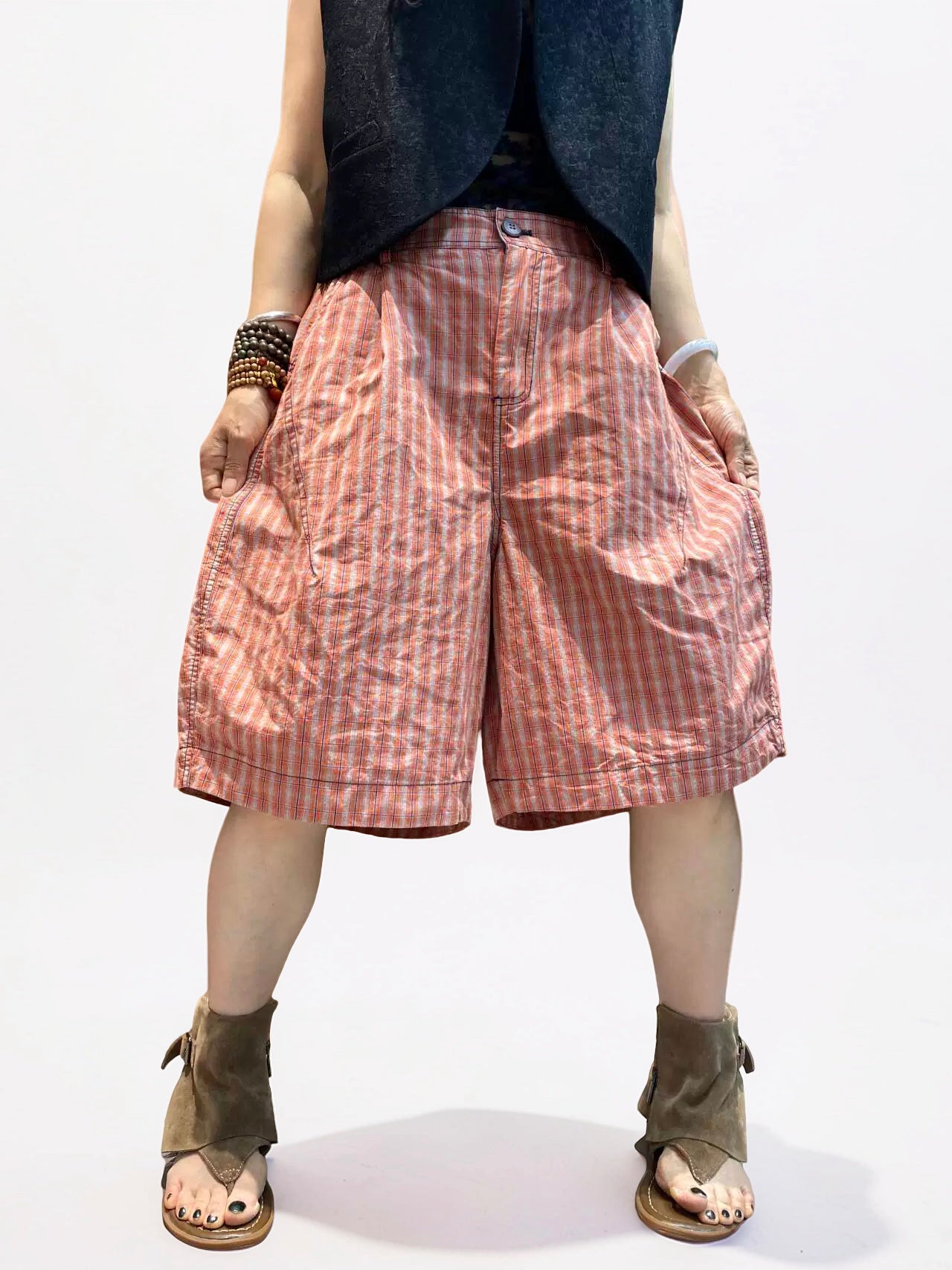 Unisex Balloon Shorts | Oversized Plaid Oversized Plaid Bermuda Shorts
