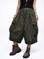 Vintage Washed Cropped Cargo Harem Pants