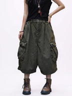 Vintage Washed Cropped Cargo Harem Pants