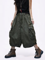 Vintage Washed Cropped Cargo Harem Pants