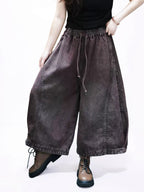Vintage Washed Denim Hakama Pants