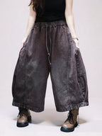 Vintage Washed Denim Hakama Pants