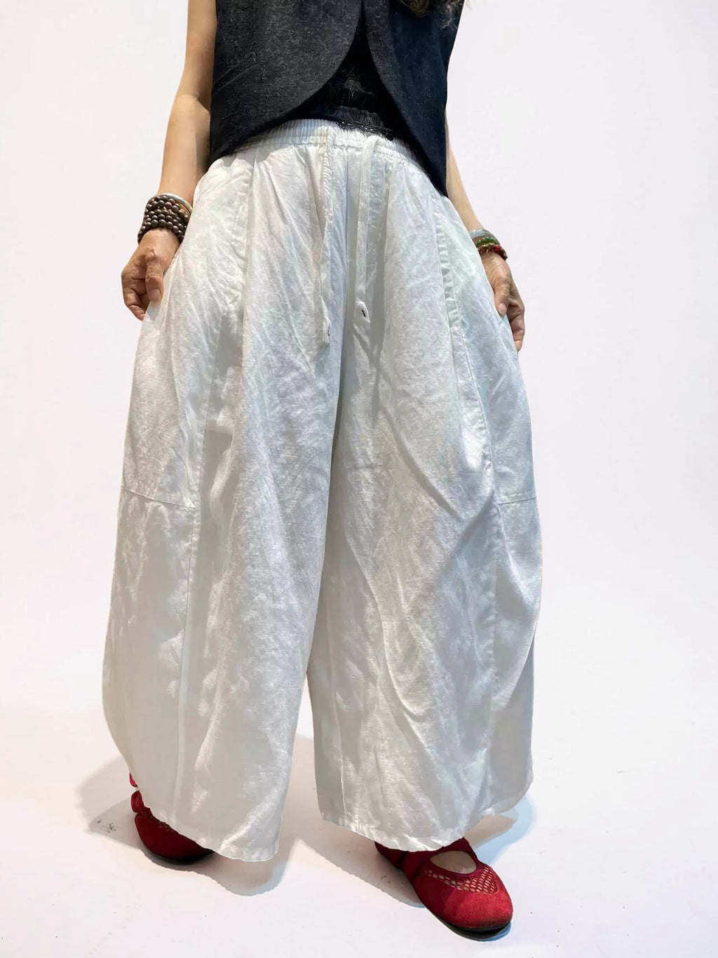 Voluminous Wide Leg Linen Blend Pants | Relaxed Sculptural Pants
