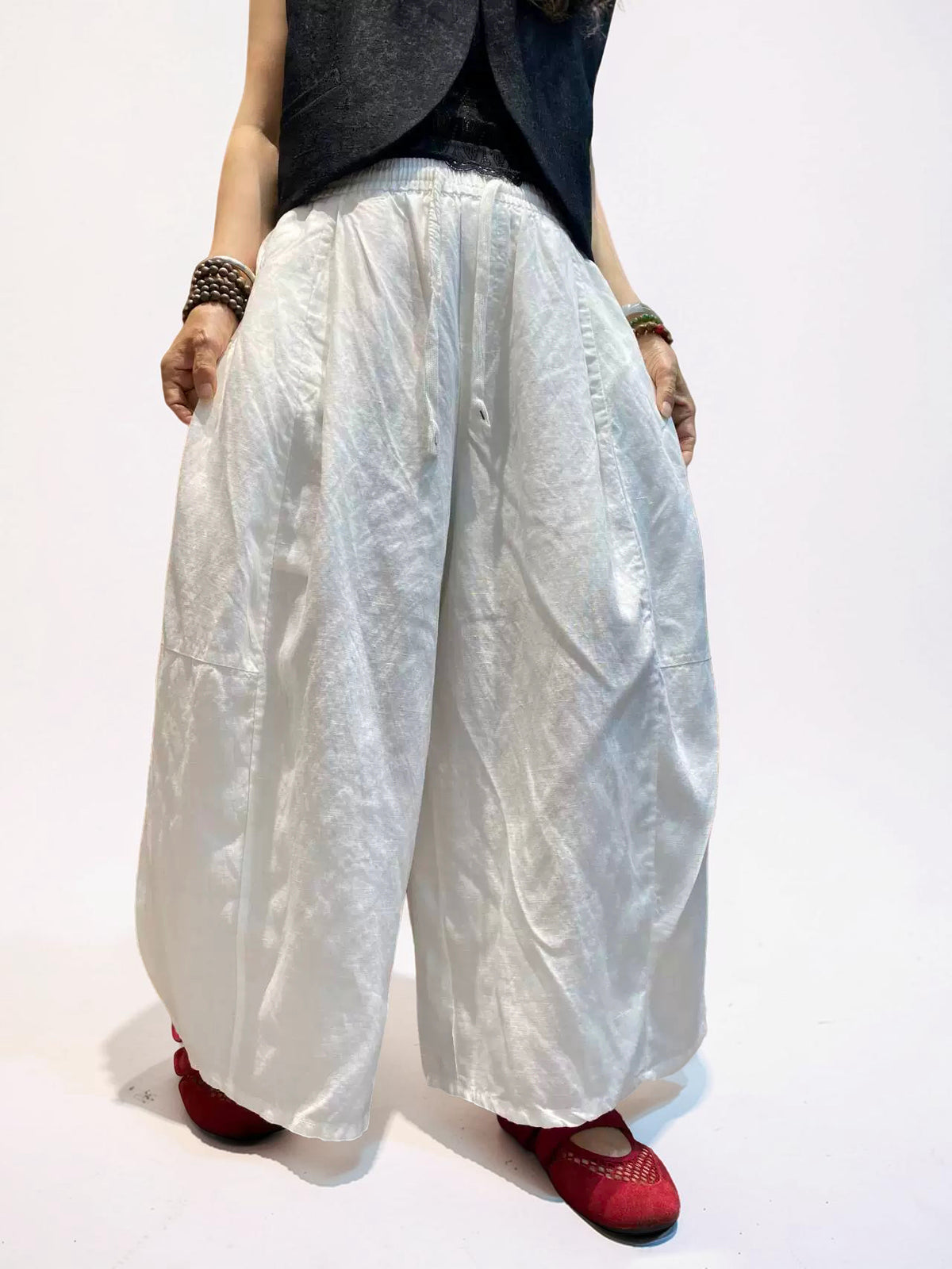 Voluminous Wide Leg Linen Blend Pants | Relaxed Sculptural Pants