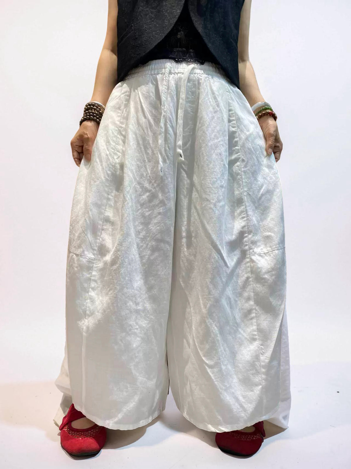 Voluminous Wide Leg Linen Blend Pants | Relaxed Sculptural Pants