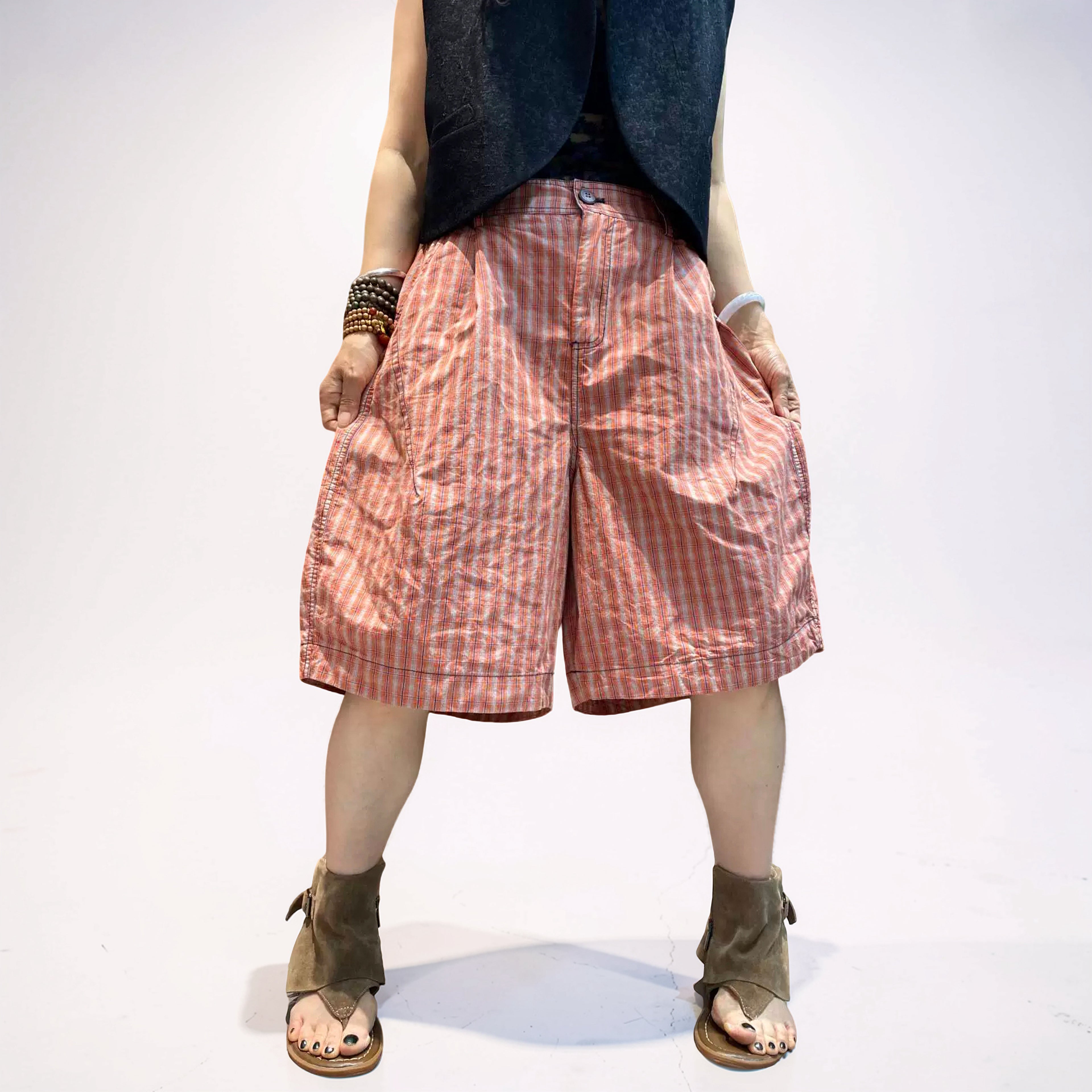 Unisex Balloon Shorts | Oversized Plaid Oversized Plaid Bermuda Shorts