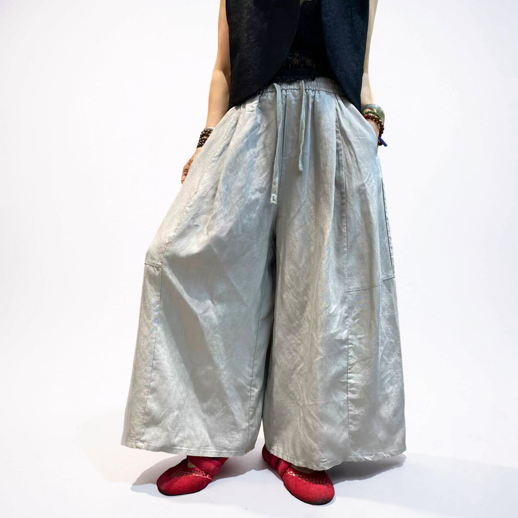 Voluminous Wide Leg Linen Blend Pants | Relaxed Sculptural Pants
