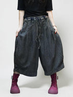 Smoky Black Patchwork Harem Pants