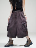 Vintage Washed Cropped Cargo Harem Pants