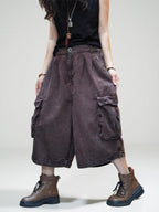 Vintage Washed Cropped Cargo Harem Pants