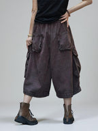 Vintage Washed Cropped Cargo Harem Pants