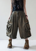 Vintage Washed Cropped Cargo Harem Pants