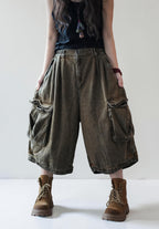 Vintage Washed Cropped Cargo Harem Pants