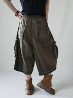 Vintage Washed Cropped Cargo Harem Pants