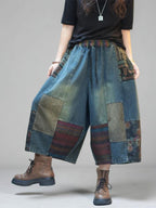 Patchwork Denim Harem Pants
