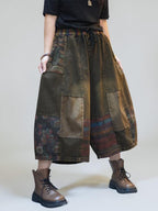 Patchwork Denim Harem Pants