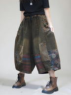 Patchwork Denim Harem Pants