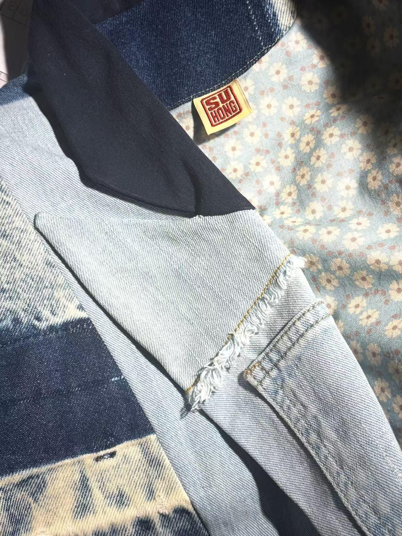 Reconstructed Denim Jacket, Upcycled Jeans, Japanese Cotton Lined, Patchwork Art