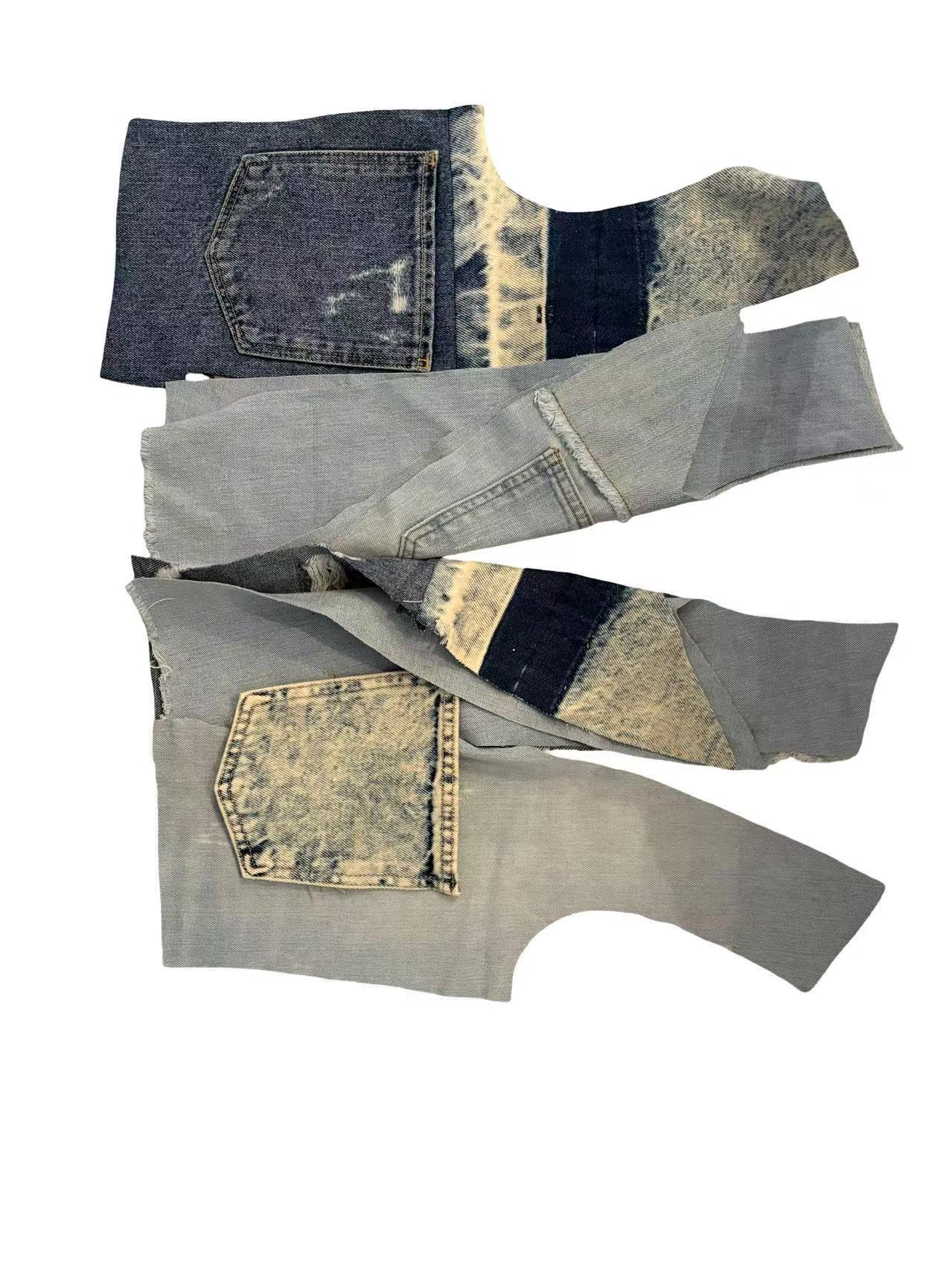 Reconstructed Denim Jacket, Upcycled Jeans, Japanese Cotton Lined, Patchwork Art