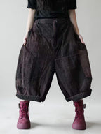 Cotton Jacquard Harem Pants | Warm Padded Balloon Pants | Fall Winter Loose Trousers