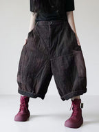 Cotton Jacquard Harem Pants | Warm Padded Balloon Pants | Fall Winter Loose Trousers