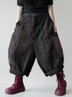 Cotton Jacquard Harem Pants | Warm Padded Balloon Pants | Fall Winter Loose Trousers