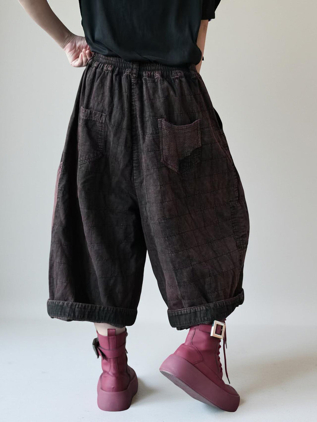 Cotton Jacquard Harem Pants | Warm Padded Balloon Pants | Fall Winter Loose Trousers
